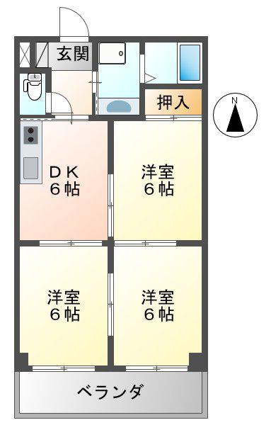 フォートレス(3DK/3階)の間取り写真