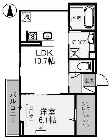 D-ROOM塚口町(1LDK/1階)の間取り写真