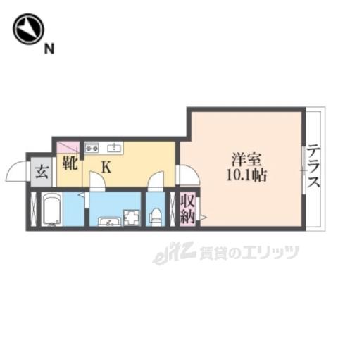 レイクヒルズ西今(1K/1階)の間取り写真