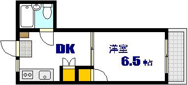 矢賀ビル(1DK/3階)の間取り写真