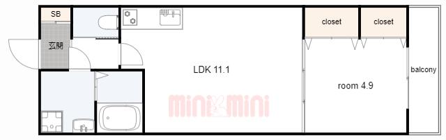 ジーメゾン大久保リベイル(1LDK/2階)の間取り写真