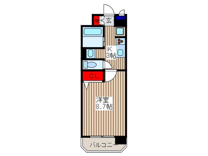 ヴィスタマックス(1K/7階)の間取り写真