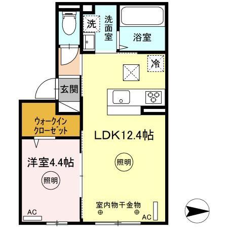 ラ・ルーチェ(1LDK/1階)の間取り写真