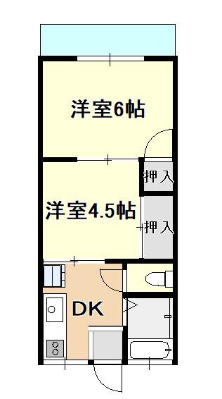 下田メゾンオークラ(2K/1階)の間取り写真