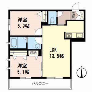 ラ・フェスタ(2LDK/3階)の間取り写真