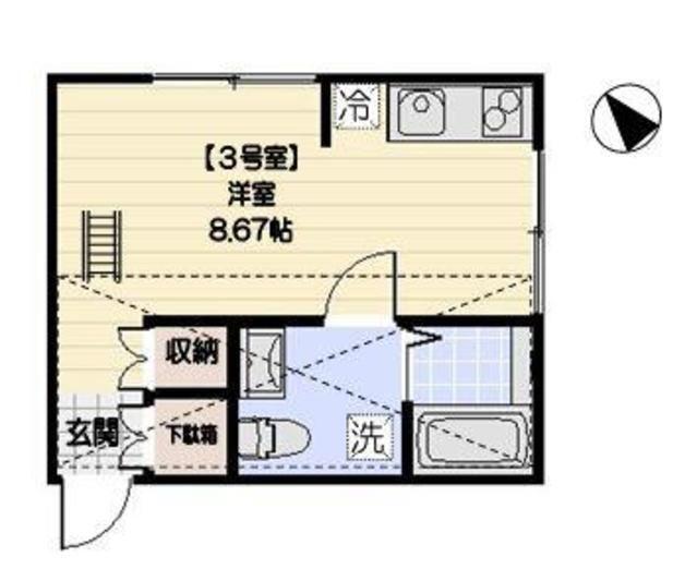プリマラスール(ワンルーム/2階)の間取り写真