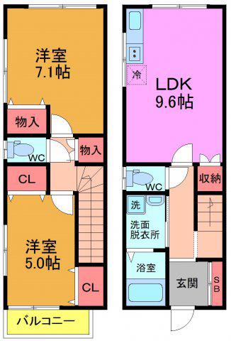 リバーテラス(2LDK/1階)の間取り写真