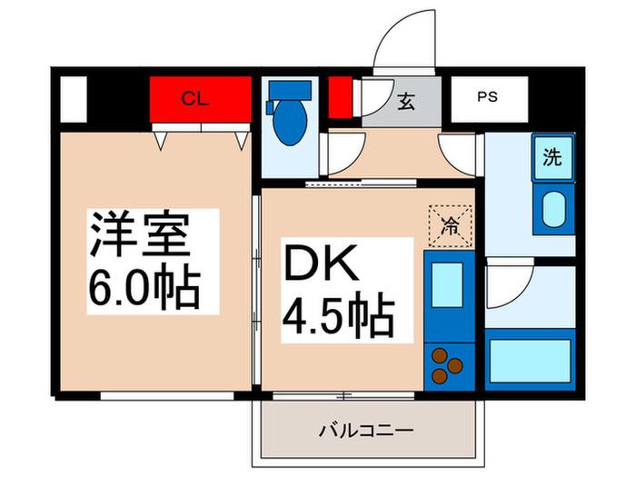 クリスタル・K(1DK/3階)の間取り写真