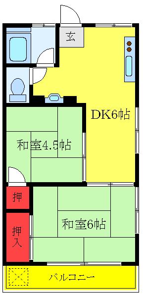 メゾン フタヤ(2DK/3階)の間取り写真