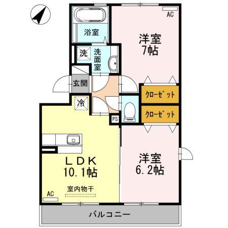 セントラルタウンA棟(2LDK/2階)の間取り写真