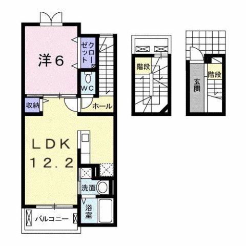 ハイツネゴシ(1LDK/3階)の間取り写真