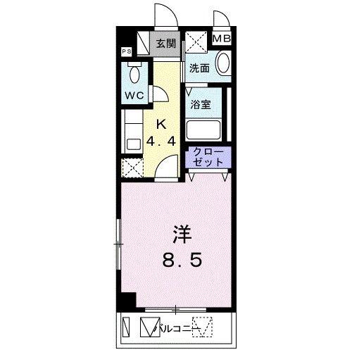 テゾーロ ミオ(1K/2階)の間取り写真