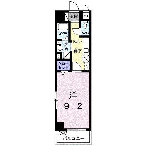 プロムナード牧志(1K/3階)の間取り写真