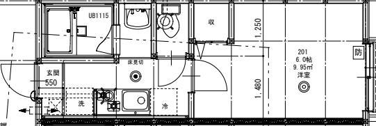 パセオグランデ誉田(1K/2階)の間取り写真