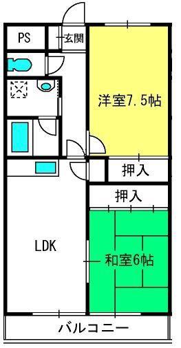 ソレアードミシマ(2DK/1階)の間取り写真