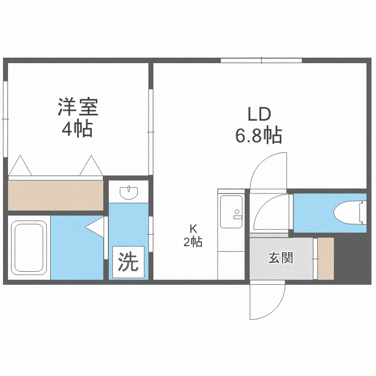 PRIME南7条(1LDK/2階)の間取り写真