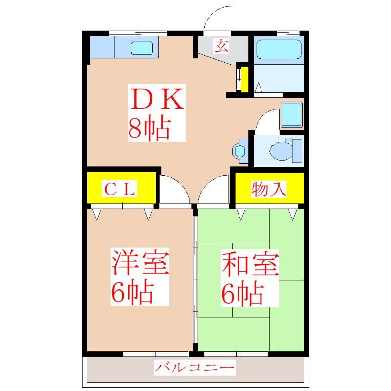 ファインコート本田(2DK/2階)の間取り写真