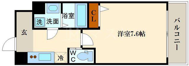 エグゼ難波西II(1K/2階)の間取り写真
