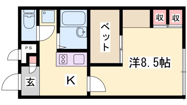 シティライフ保城II(1K/2階)の間取り写真