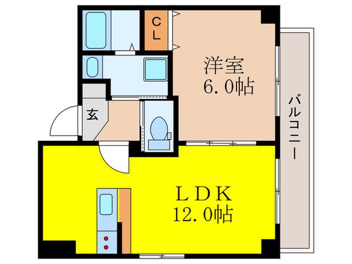 プラウドガーデン神戸(1LDK/4階)の間取り写真