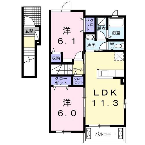 スマイル・レジデンス(2LDK/2階)の間取り写真