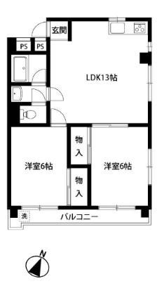 深大寺グリーンハイツ(2LDK/3階)の間取り写真