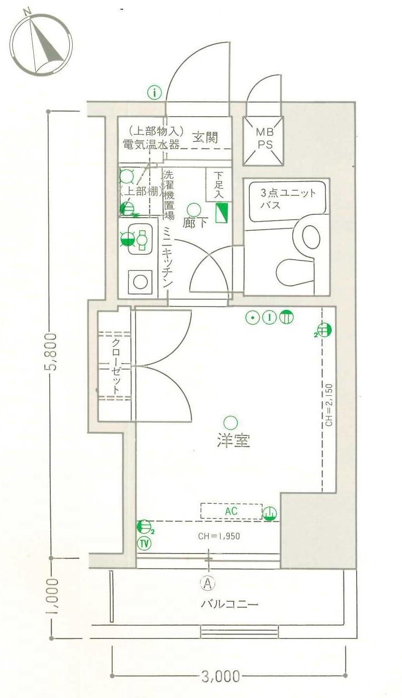 レクセル長岡(1K/3階)の間取り写真