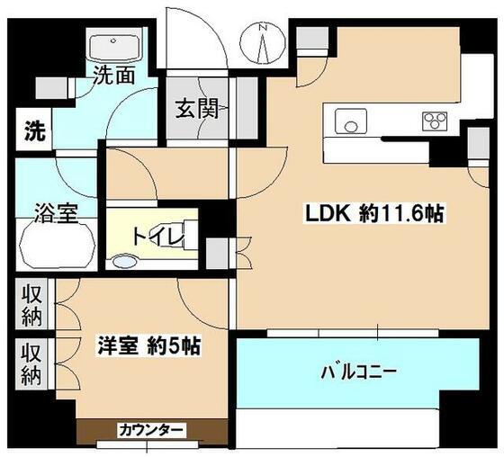 クレヴィア東京八丁堀湊ザ・レジデンス(1LDK/9階)の間取り写真