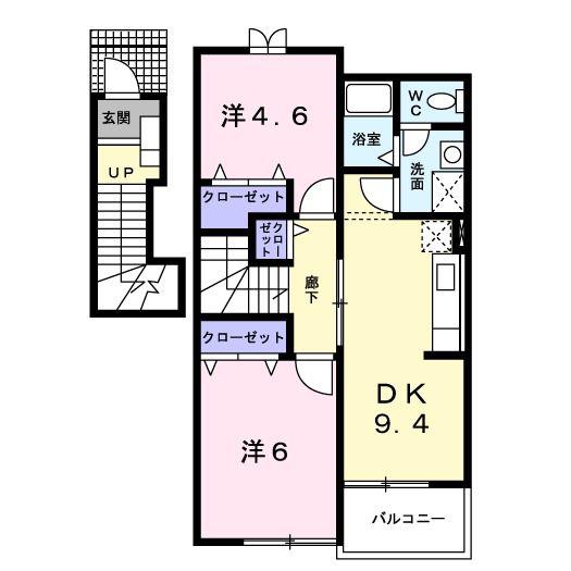 グローリアスII(2DK/2階)の間取り写真