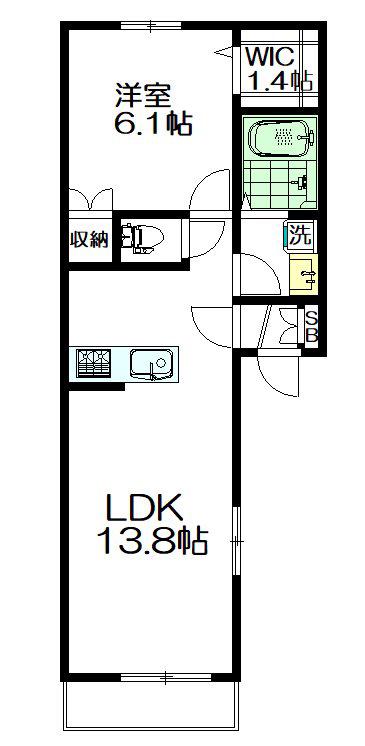 メゾン凛(1LDK/2階)の間取り写真