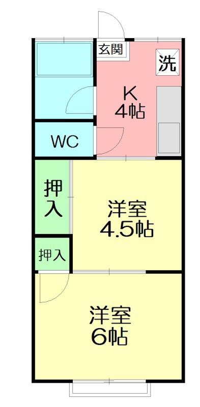 第2山仁ハイツ(2K/2階)の間取り写真