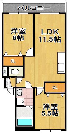 コスモメゾン(2LDK/2階)の間取り写真