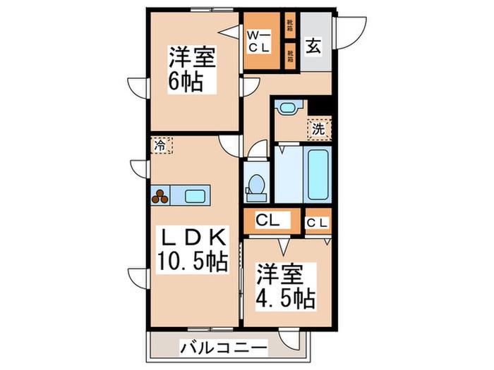 SUNNY HOUSE(2LDK/2階)の間取り写真