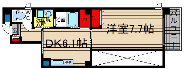 W・O・B阿波座(1DK/8階)の間取り写真