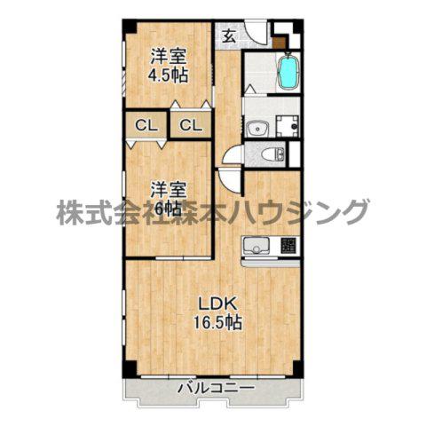 バーレン池田(2LDK/4階)の間取り写真