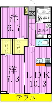 パークハイムMSKⅡ(2LDK/3階)の間取り写真