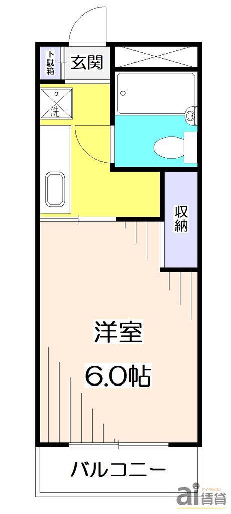 サンアベニュー花小金井(1K/2階)の間取り写真