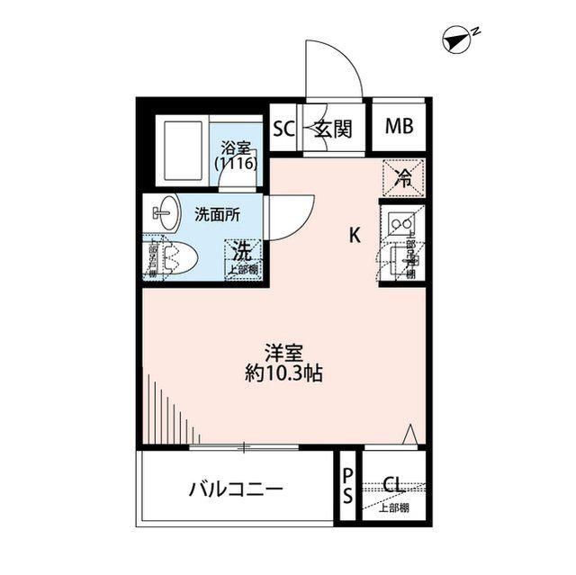 プレール・ドゥーク方南町(ワンルーム/1階)の間取り写真
