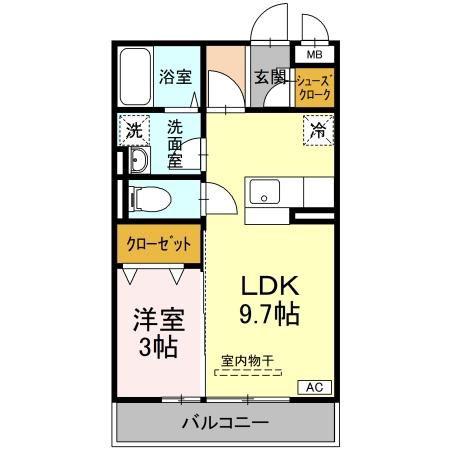 セジュール・スクエア(1LDK/3階)の間取り写真