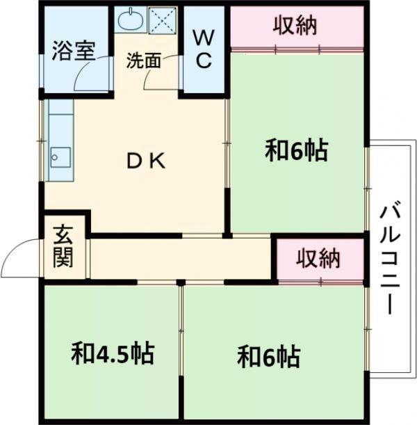 コーポ籾山(3DK/2階)の間取り写真