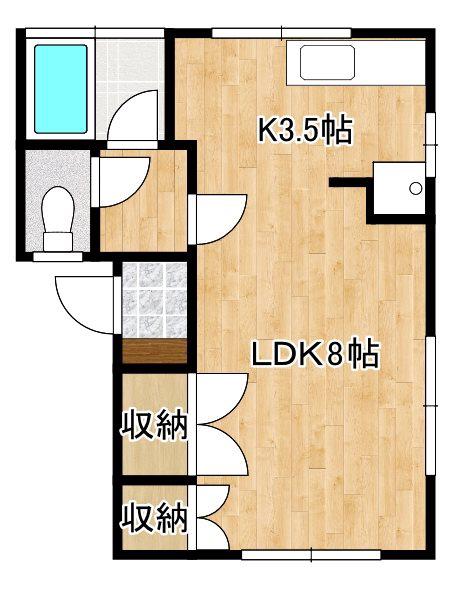 ヴィラ二日市(1K/2階)の間取り写真