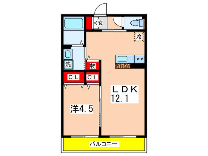 プレジドール市金(1LDK/1階)の間取り写真