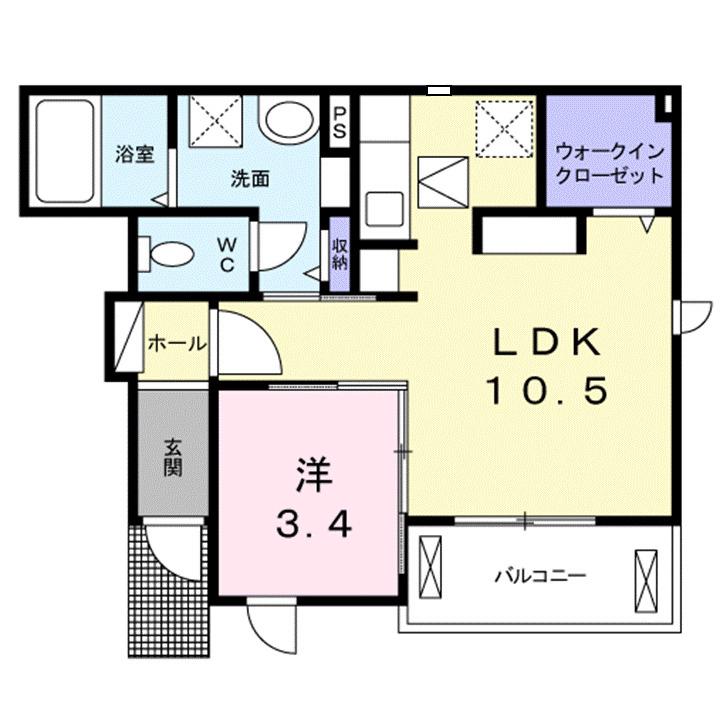 アイスパッセルA(1LDK/1階)の間取り写真