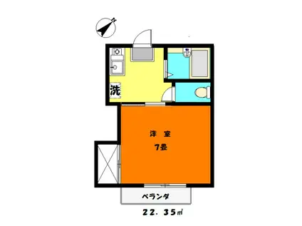 緑ハイム(1K/2階)の間取り写真
