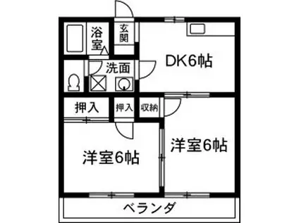 第2ロイヤル大嶋(2DK/2階)の間取り写真