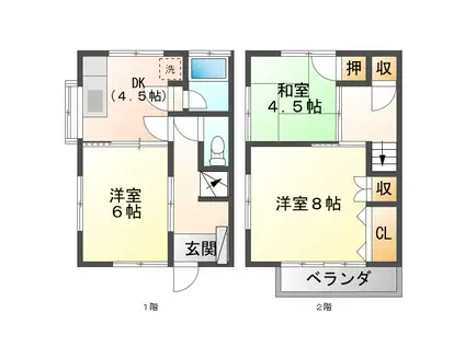 森永アパート(3K/1階)の間取り写真