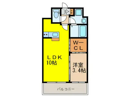 リアンシエルブルー雑餉隈(1LDK/9階)の間取り写真
