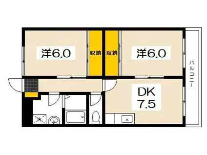 コンフォートT(2DK/3階)の間取り写真