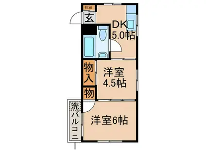 本山ビル(2DK/3階)の間取り写真