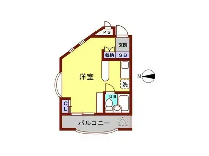 イーストガーデン金沢(ワンルーム/1階)の間取り写真